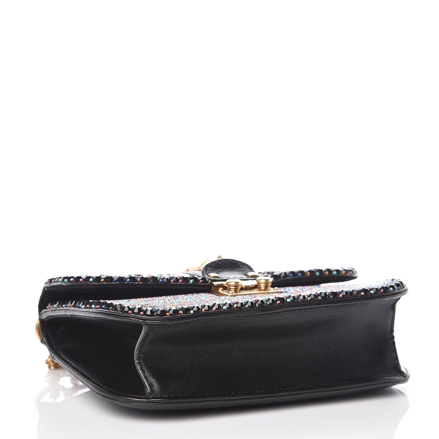 Vitello Beaded Small Glam Lock Rockstud Flap