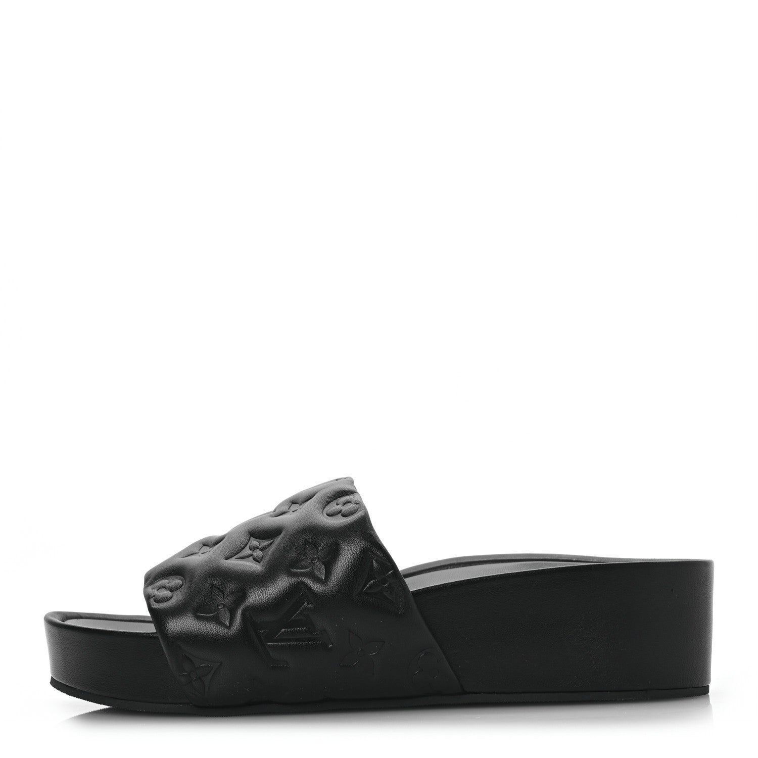 Louis Vuitton Lambskin Embossed Monogram Jumbo Flatform Mule Sandals 40 Black 1 of 12