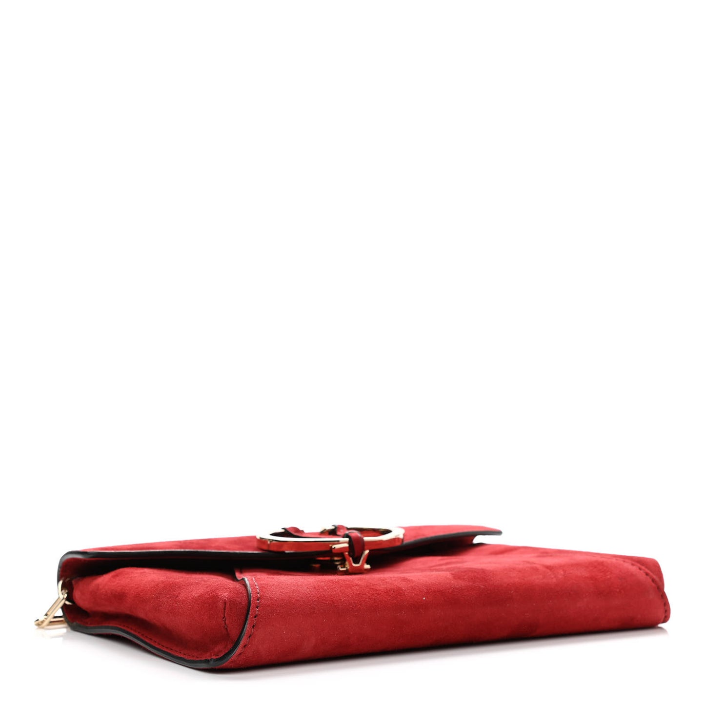 Suede V Rivet Chain Clutch Red