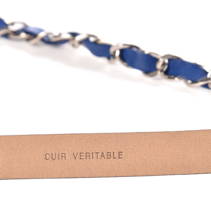 Chanel Lambskin CC Chain Belt 85 34 Blue Silver 5 of 7
