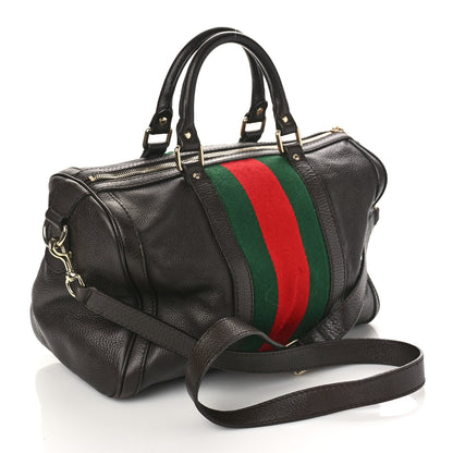 Gucci Calfskin Vintage Web Medium Boston Dark Brown 3 of 13