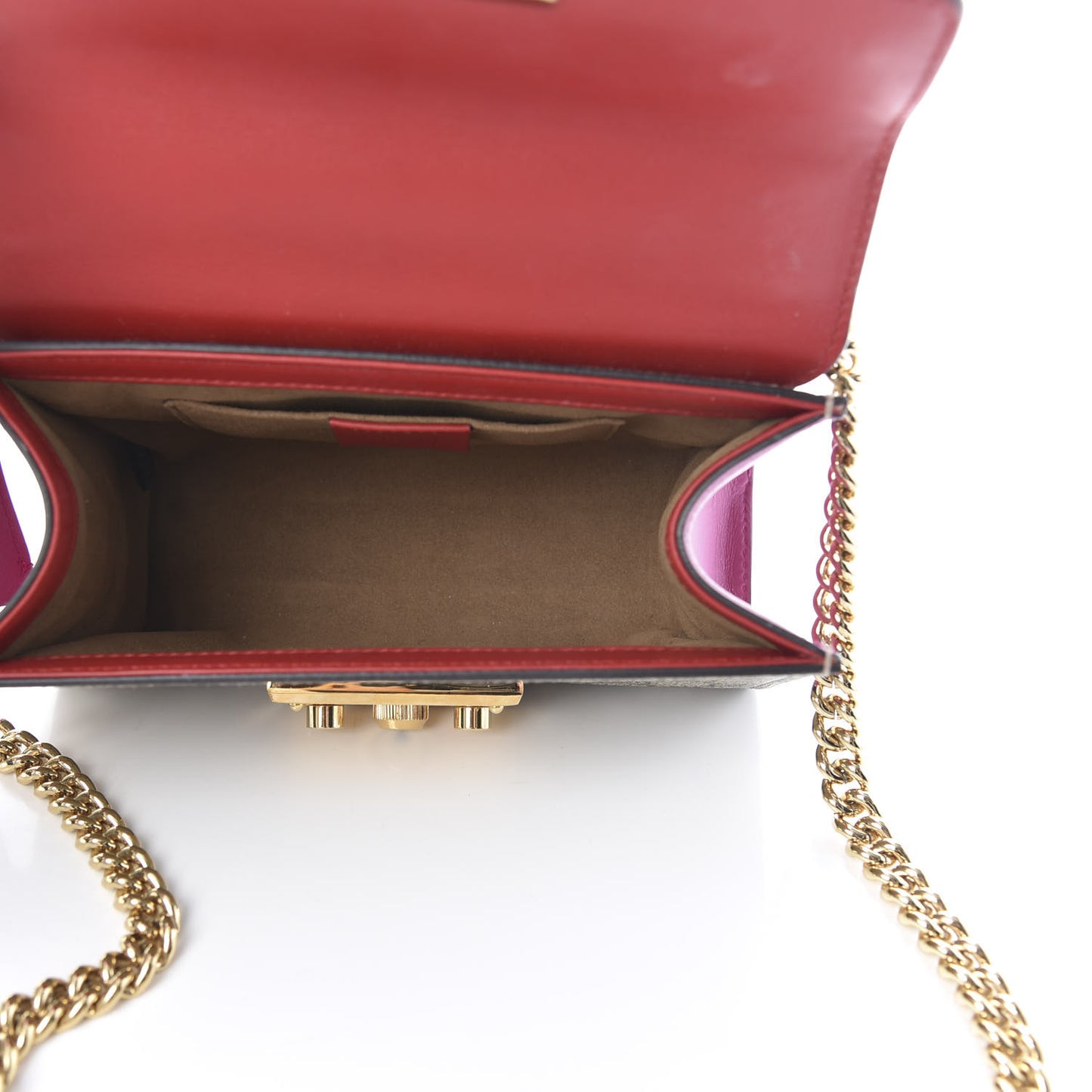 GG Supreme Monogram Calfskin Small Padlock Shoulder Bag Beige Hibiscus Red New Rosette