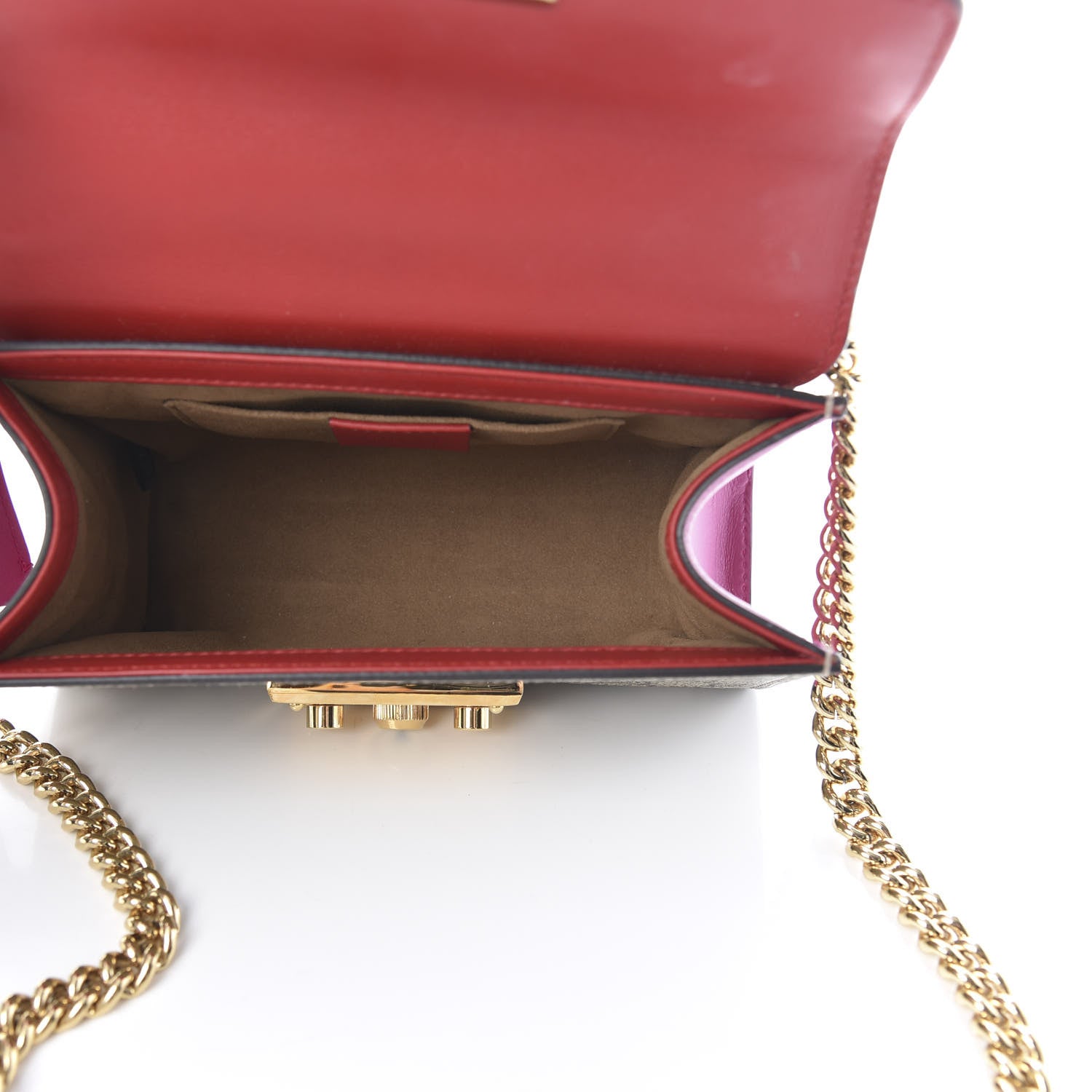 Gucci GG Supreme Monogram Calfskin Small Padlock Shoulder Bag Beige Hibiscus Red New Rosette 5 of 12