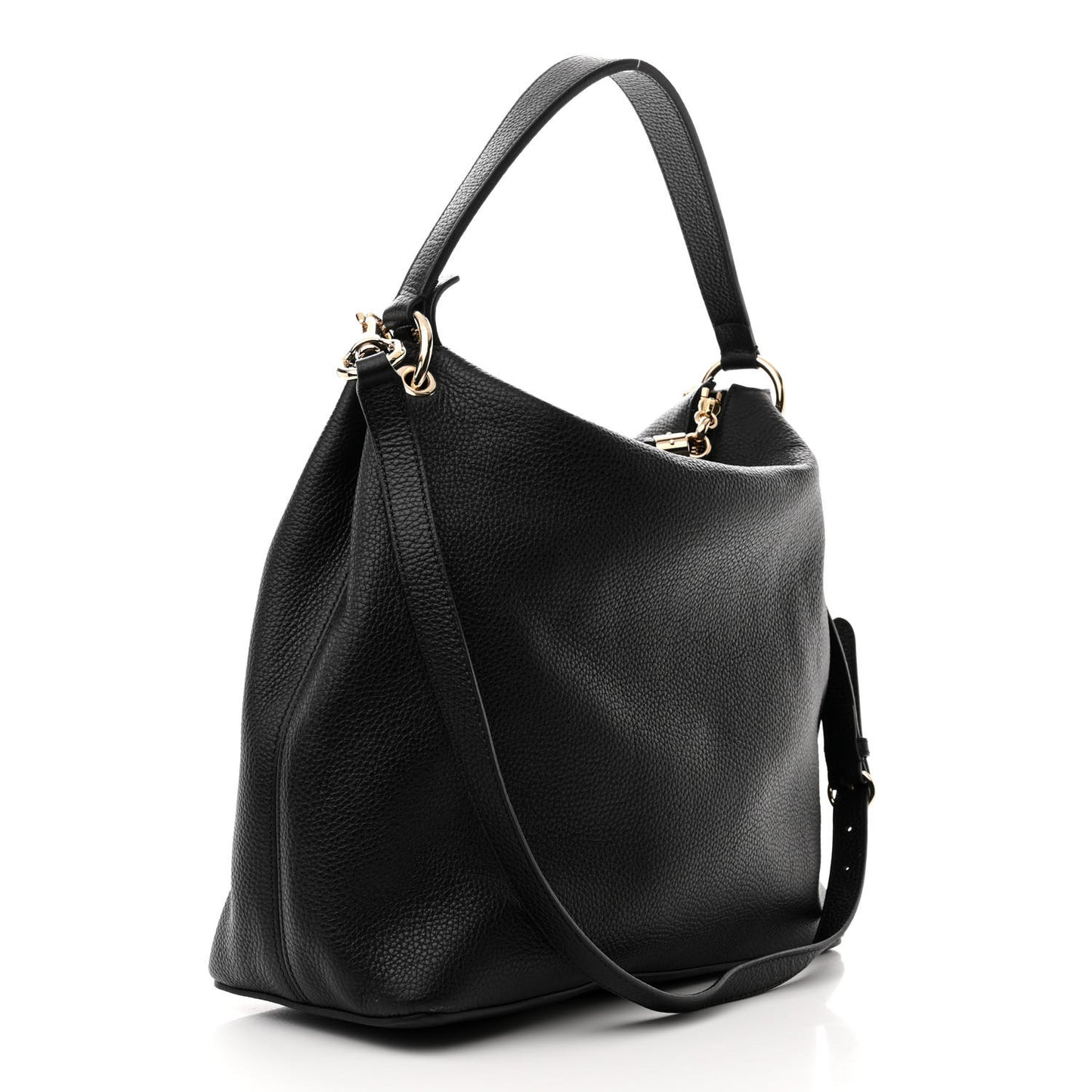 Pebbled Calfskin Large Soho Hobo Black