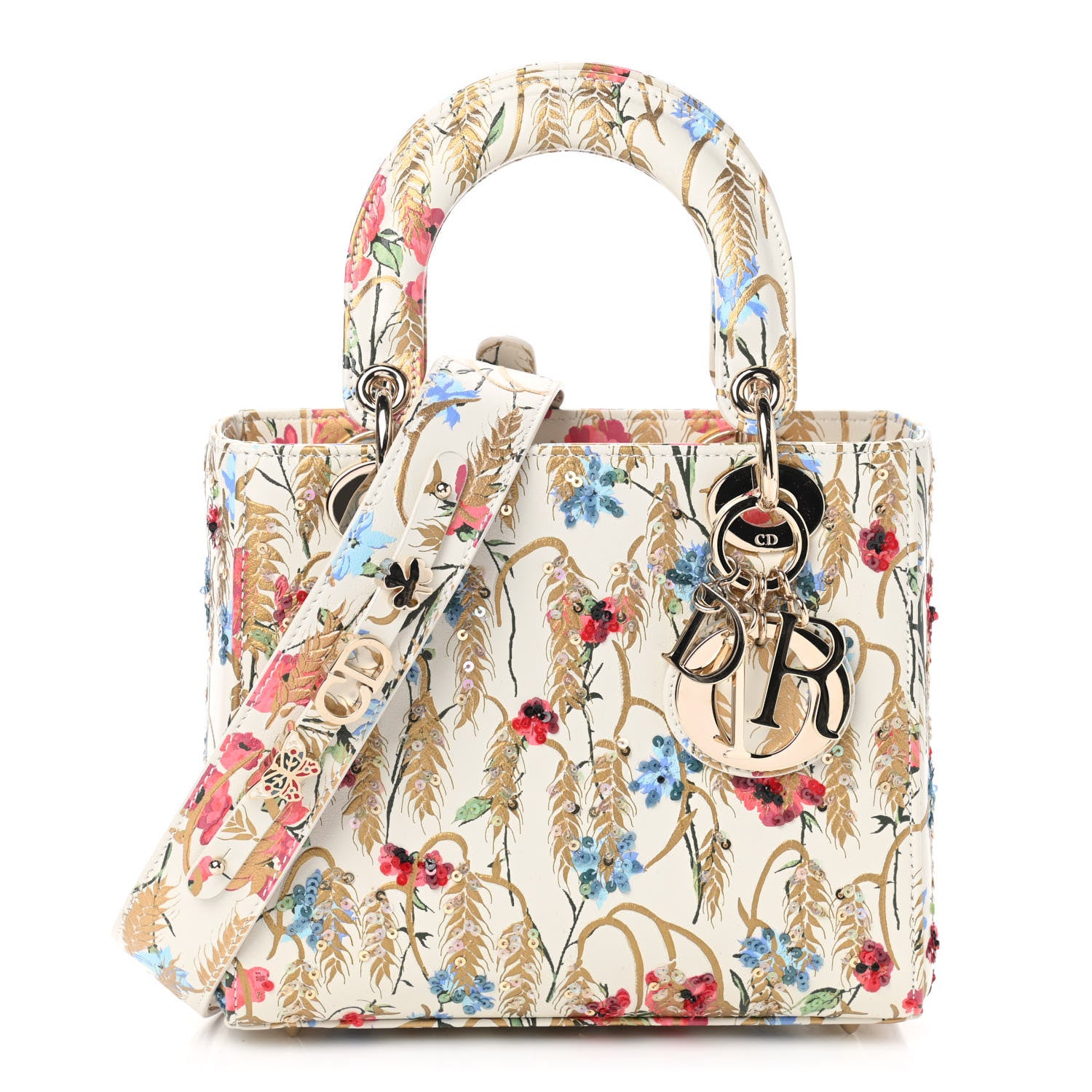 Christian Dior Smooth Calfskin Embroidered Small My ABCDior Lady Dior Beige Multicolor 1 of 10