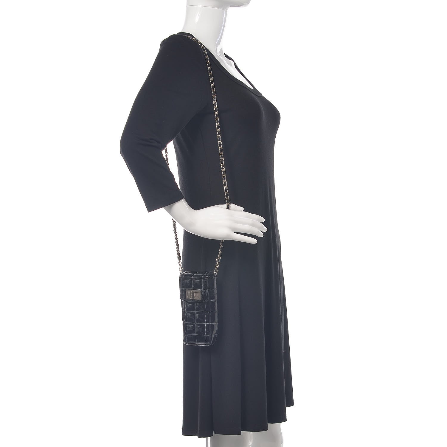 Chanel Patent Calfskin Chocolate Bar Reissue Phone Holder Black 2 of 11