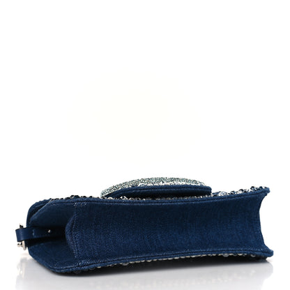 Valentino Garavani Denim Crystal Vlogo Embroidered Small Loco Shoulder Bag Montana Smoked Sapphire 4 of 9