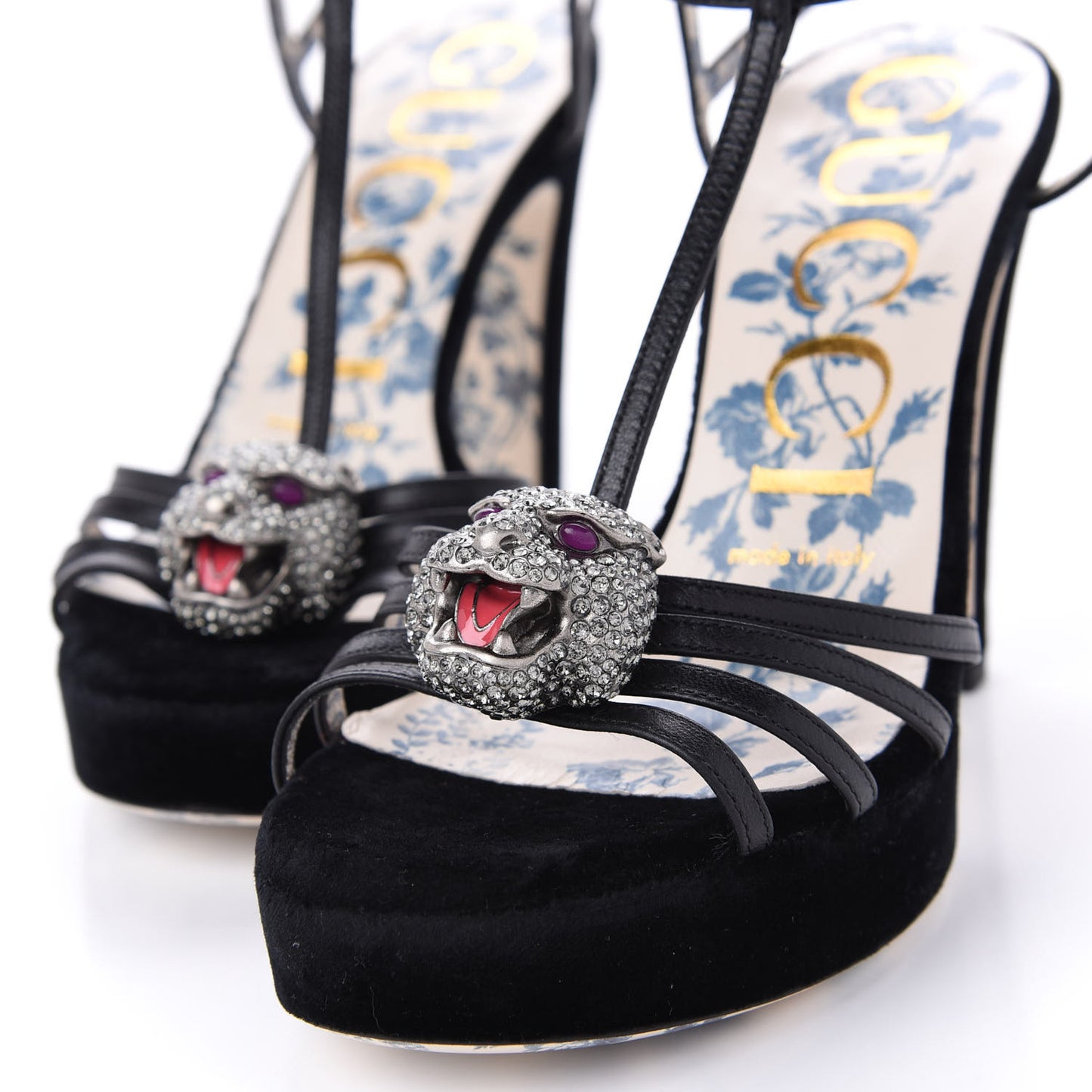 Velvet Malaga Kid Elias T-Strap Platform High Heel Sandals 36.5 Black