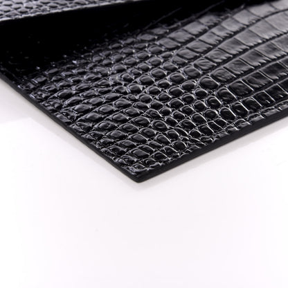 Saint Laurent Calfskin Crocodile Embossed Uptown Monogram Clutch Black 5 of 7