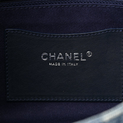 Chanel Denim Quilted Camellia Embroidered Large Flap Blue 6 of 13