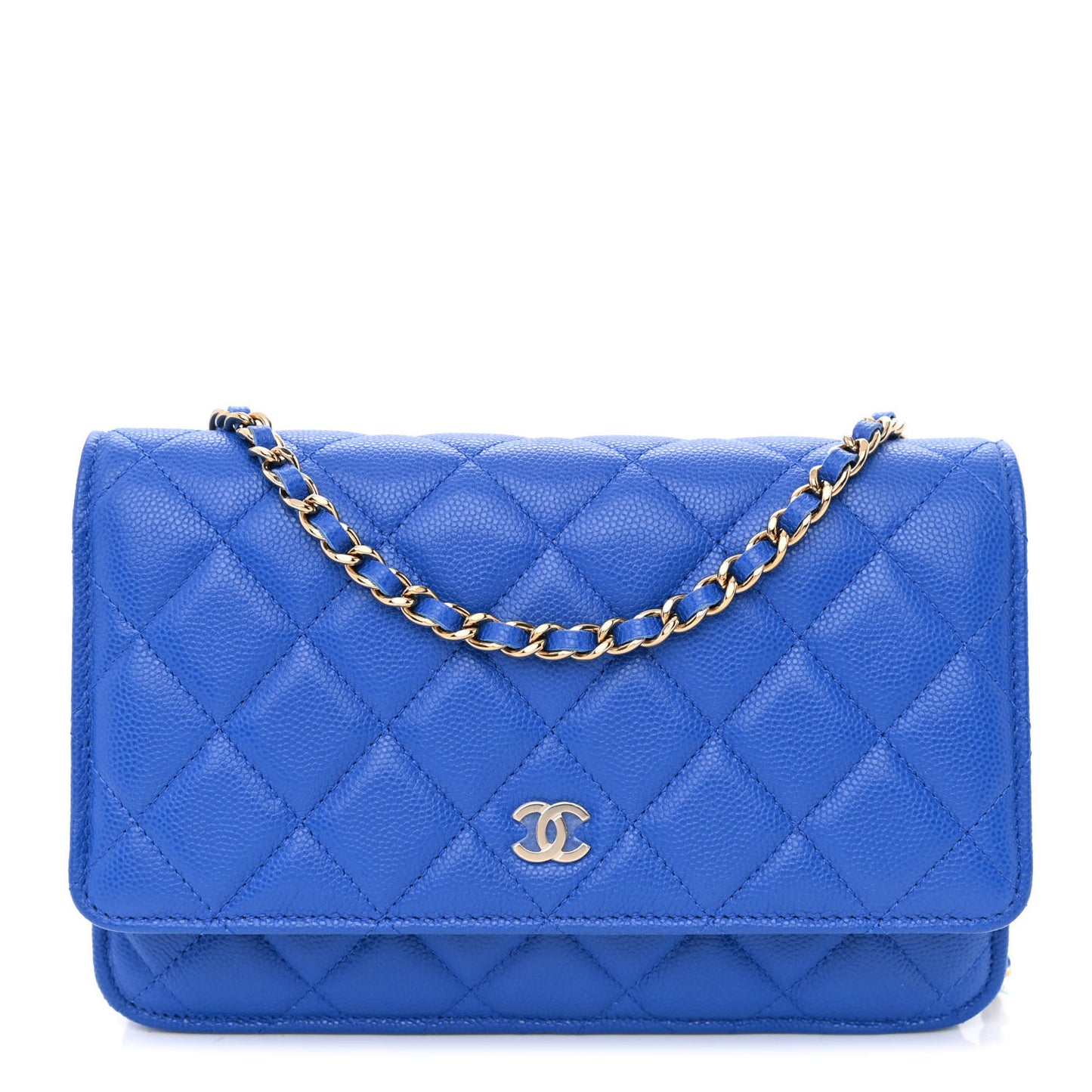 Caviar Quilted Wallet On Chain WOC Blue