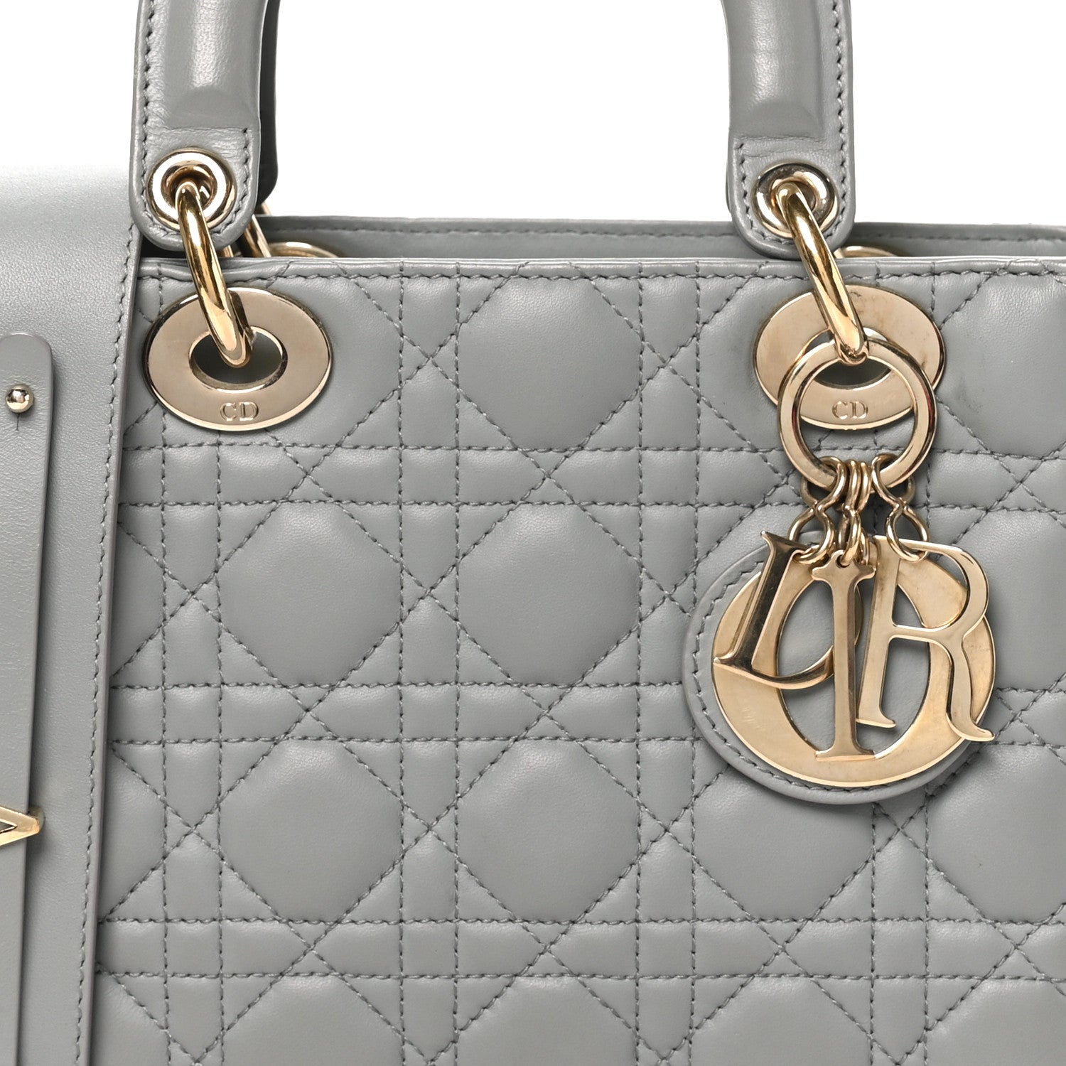 Christian Dior Lambskin Cannage Small My ABCDior Lady Dior Grey 8 of 10