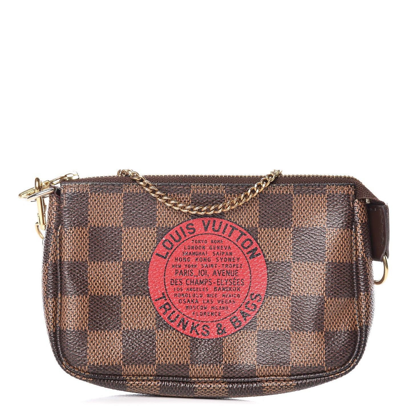 Damier Ebene Complice Trunks and Bags Mini Pochette Accessories Red