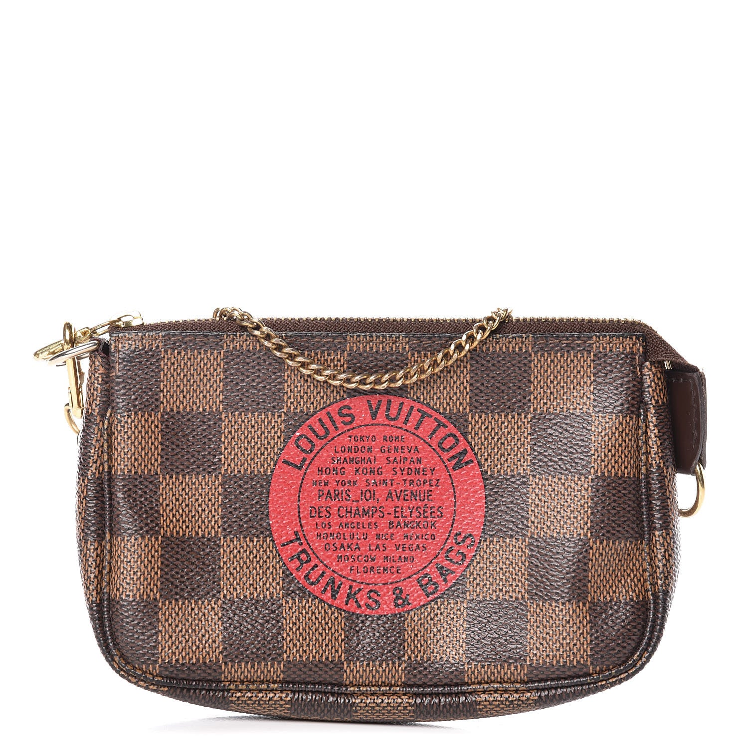 Louis Vuitton Damier Ebene Complice Trunks and Bags Mini Pochette Accessories Red 1 of 10