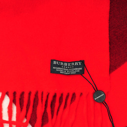 Burberry Merino Wool Cashmere Check Scarf Red 4 of 4