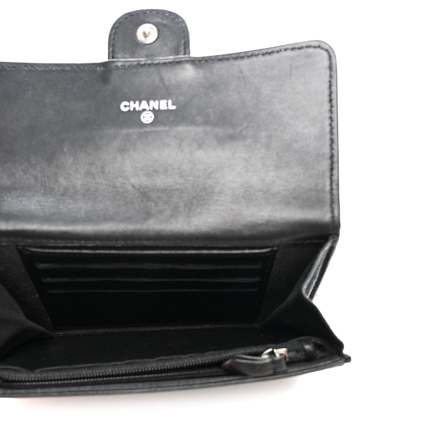 Lambskin Quilted Medium Flap Wallet Black