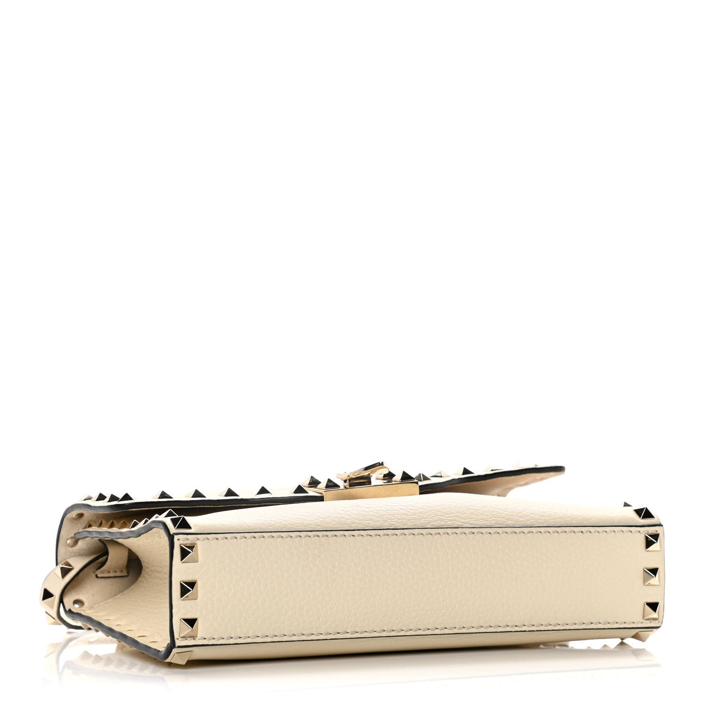 Pebbled Calfskin Medium Rockstud Flip Lock Crossbody Bag Light Ivory