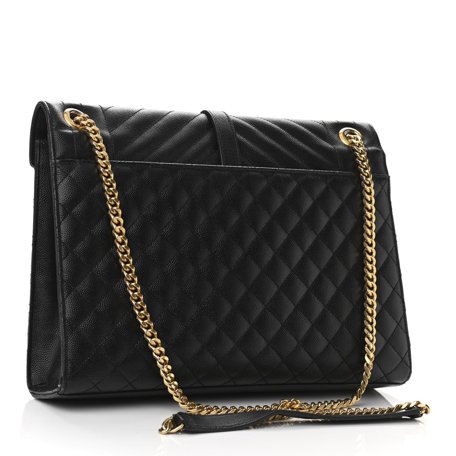 Saint Laurent Grain De Poudre Textured Mixed Matelasse Large Triquilt Monogram Satchel Black 3 of 12