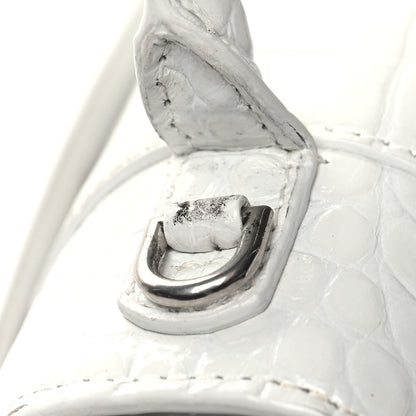 Balenciaga Calfskin Crocodile Embossed Small Hourglass Top Handle Bag White 12 of 14