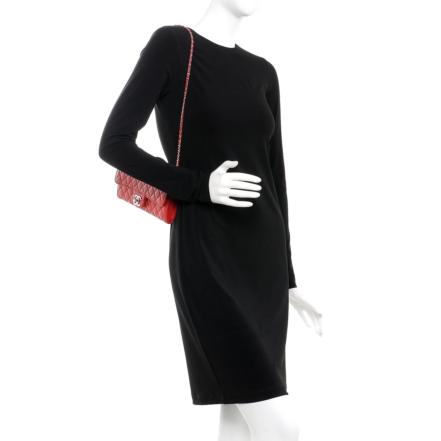 Lambskin Quilted Chain Clutch Flap Red