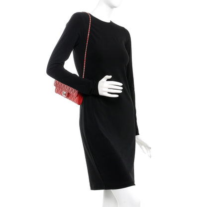 Chanel Lambskin Quilted Chain Clutch Flap Red 2 of 16