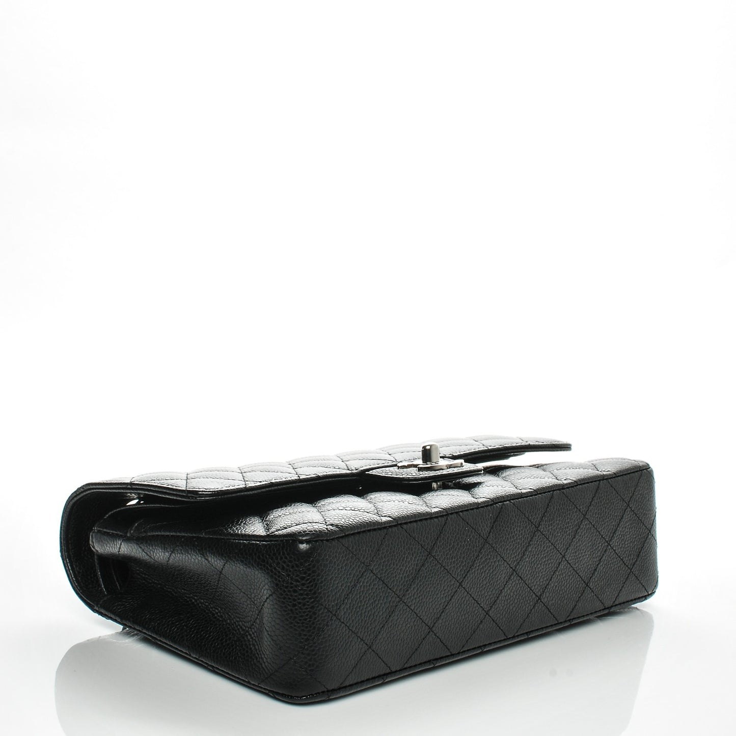 Caviar Quilted Medium Double Flap Black