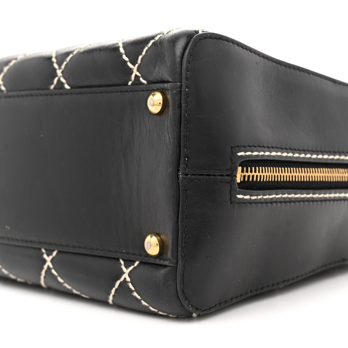 Calfskin Contrast Stitch Surpique Bowler Black