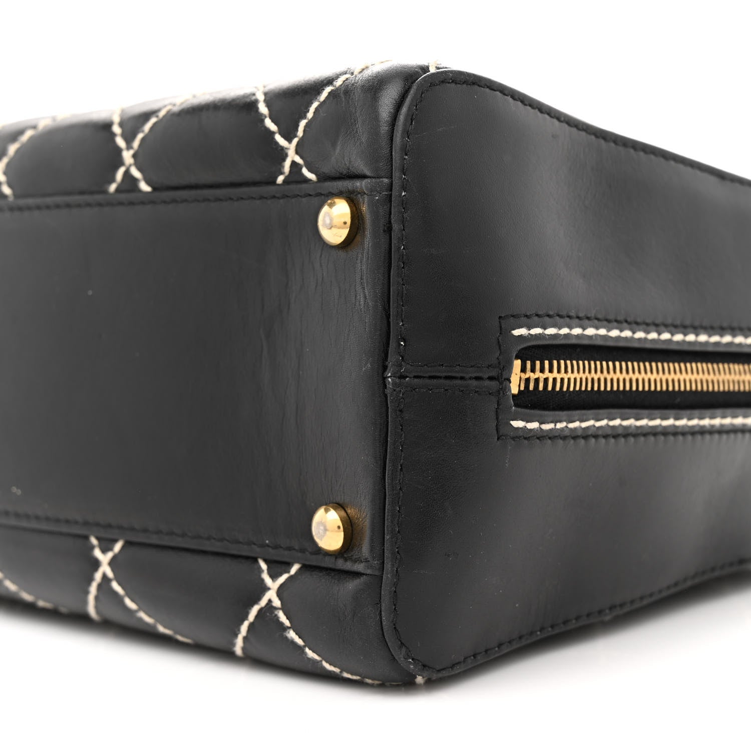 Chanel Calfskin Contrast Stitch Surpique Bowler Black 10 of 14