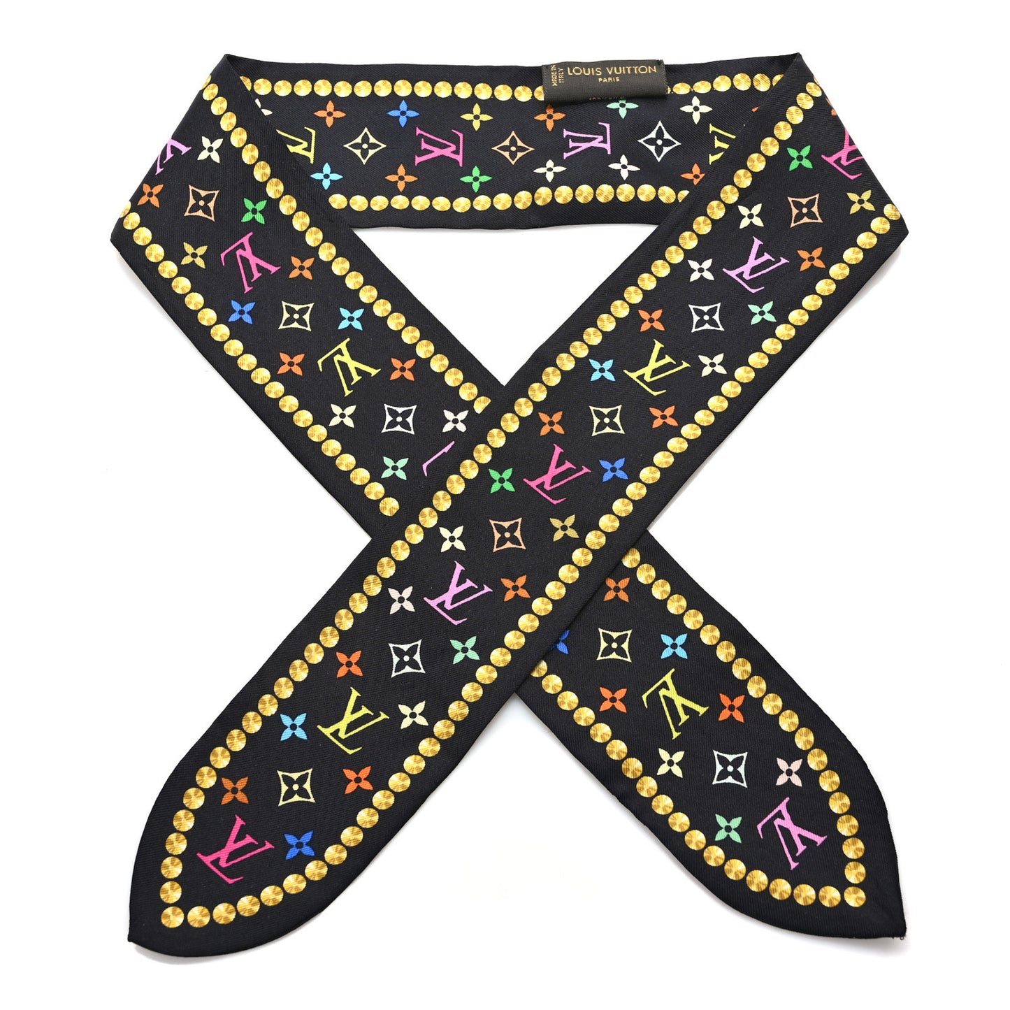 Silk Monogram Multicolor Bijou Bandeau Black