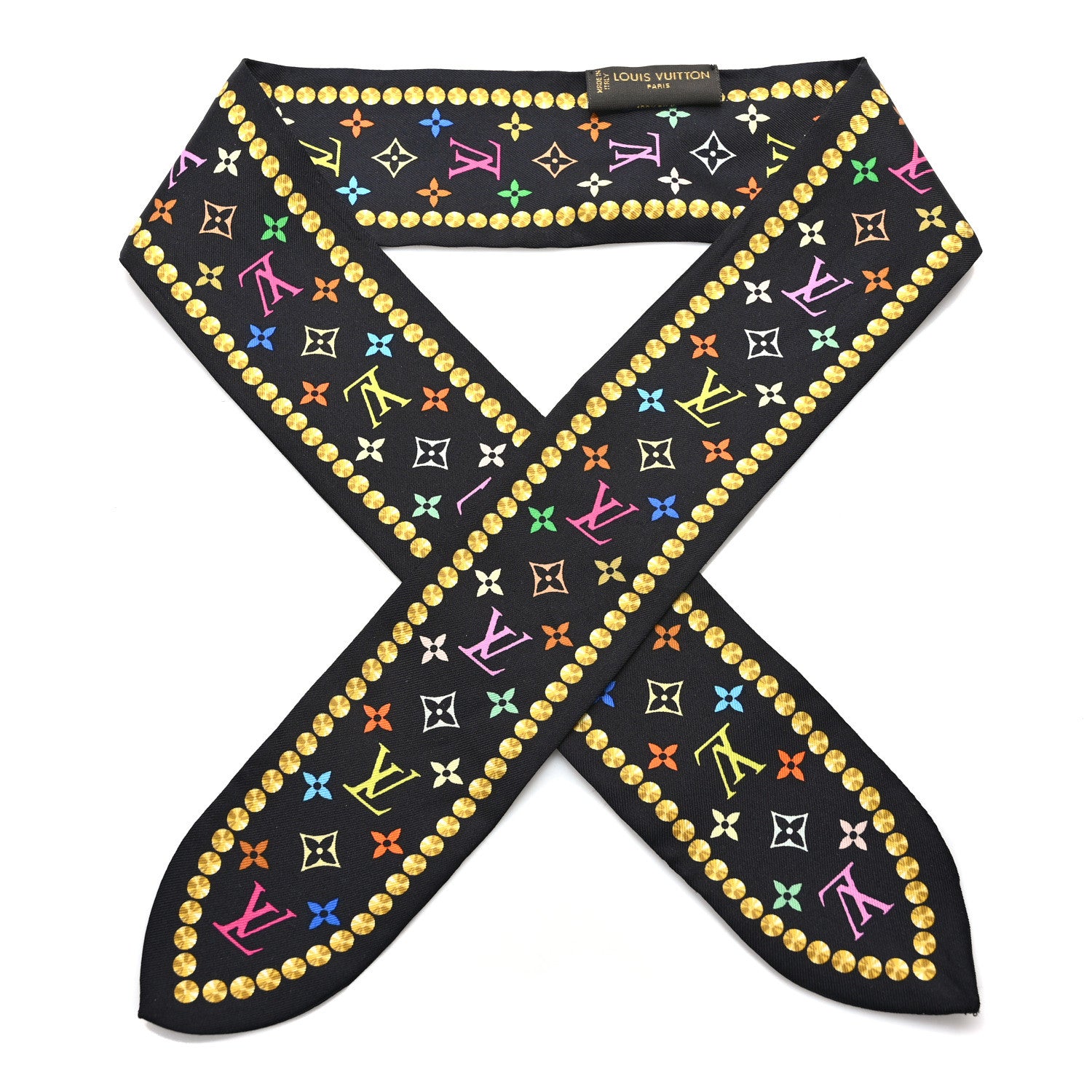 Louis Vuitton Silk Monogram Multicolor Bijou Bandeau Black 1 of 4
