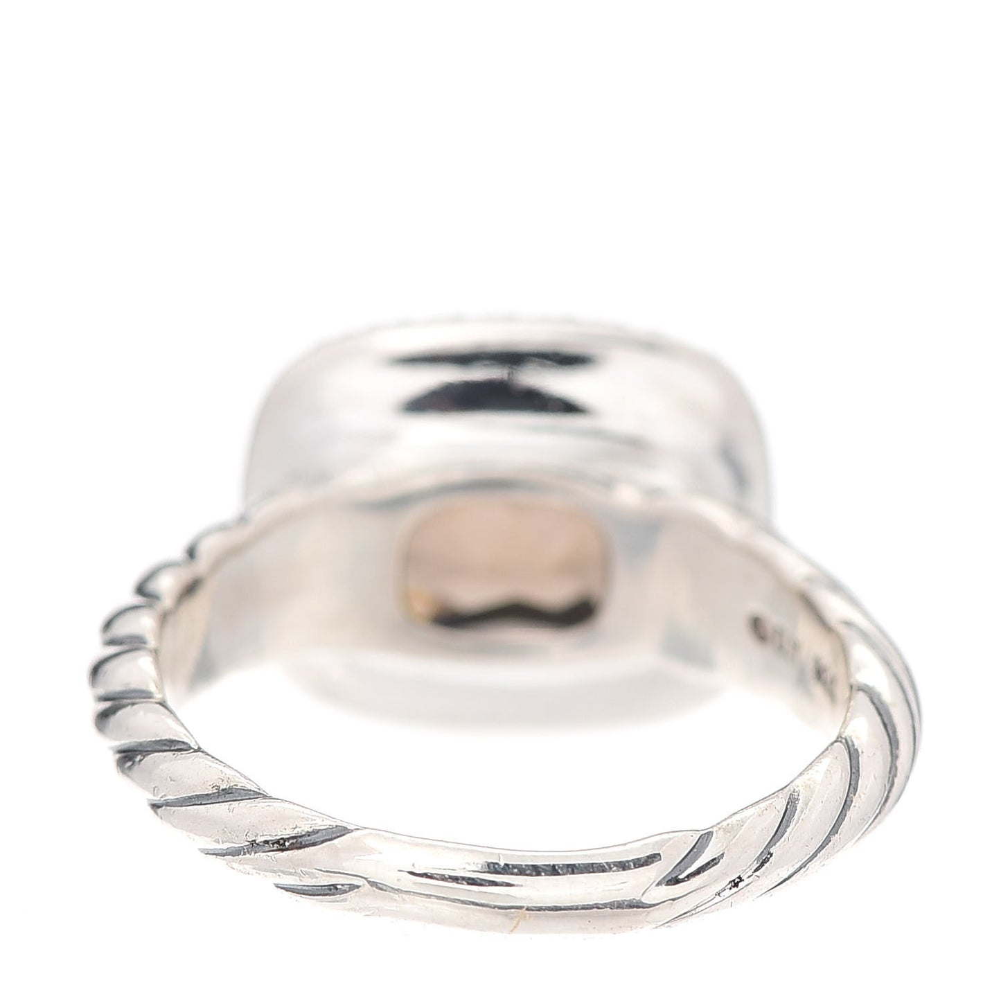 Sterling Silver Diamond Smoky Quartz 10mm Noblesse Ring 52 6