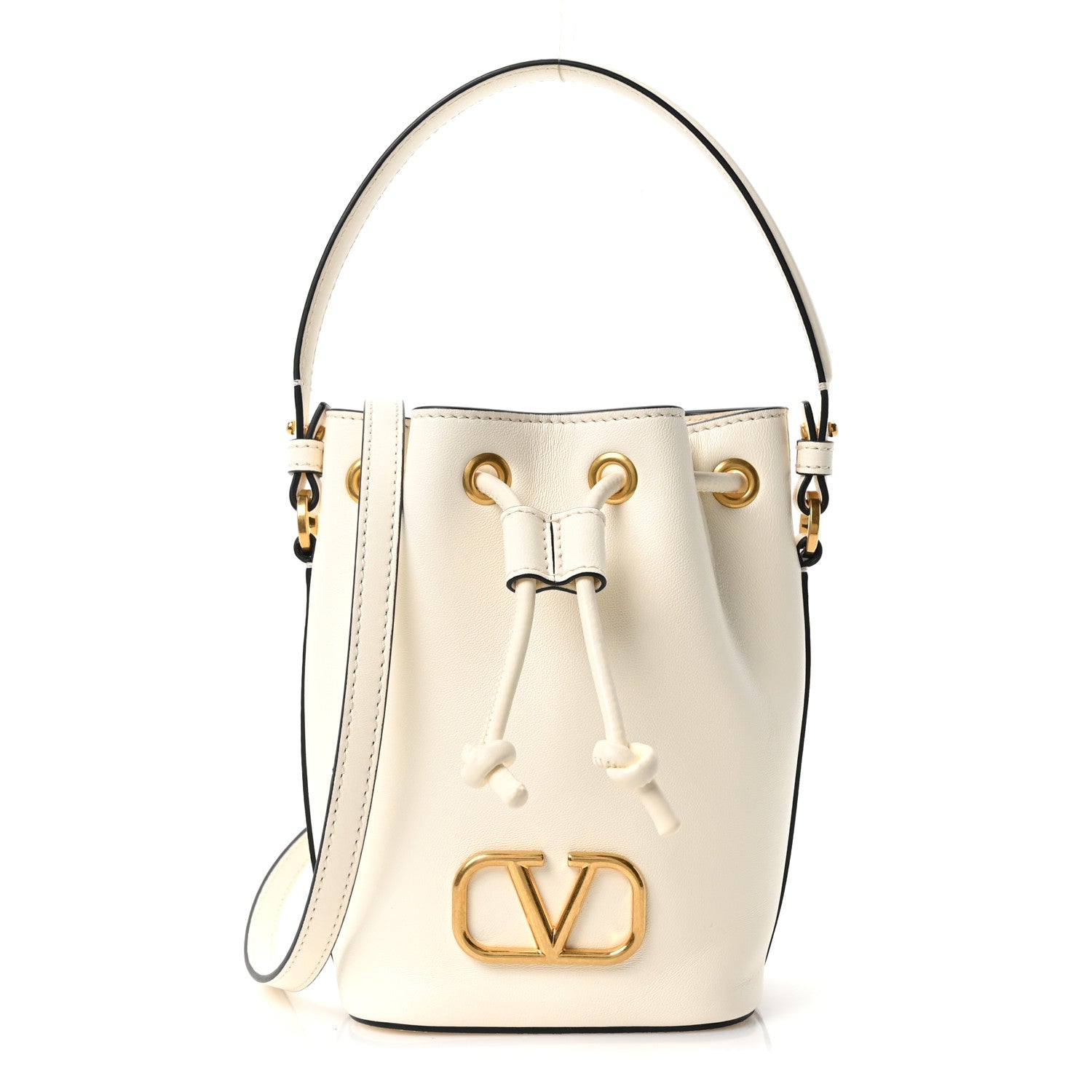 Valentino Garavani Nappa Mini VLogo Signature Bucket Bag Light Ivory 1 of 9