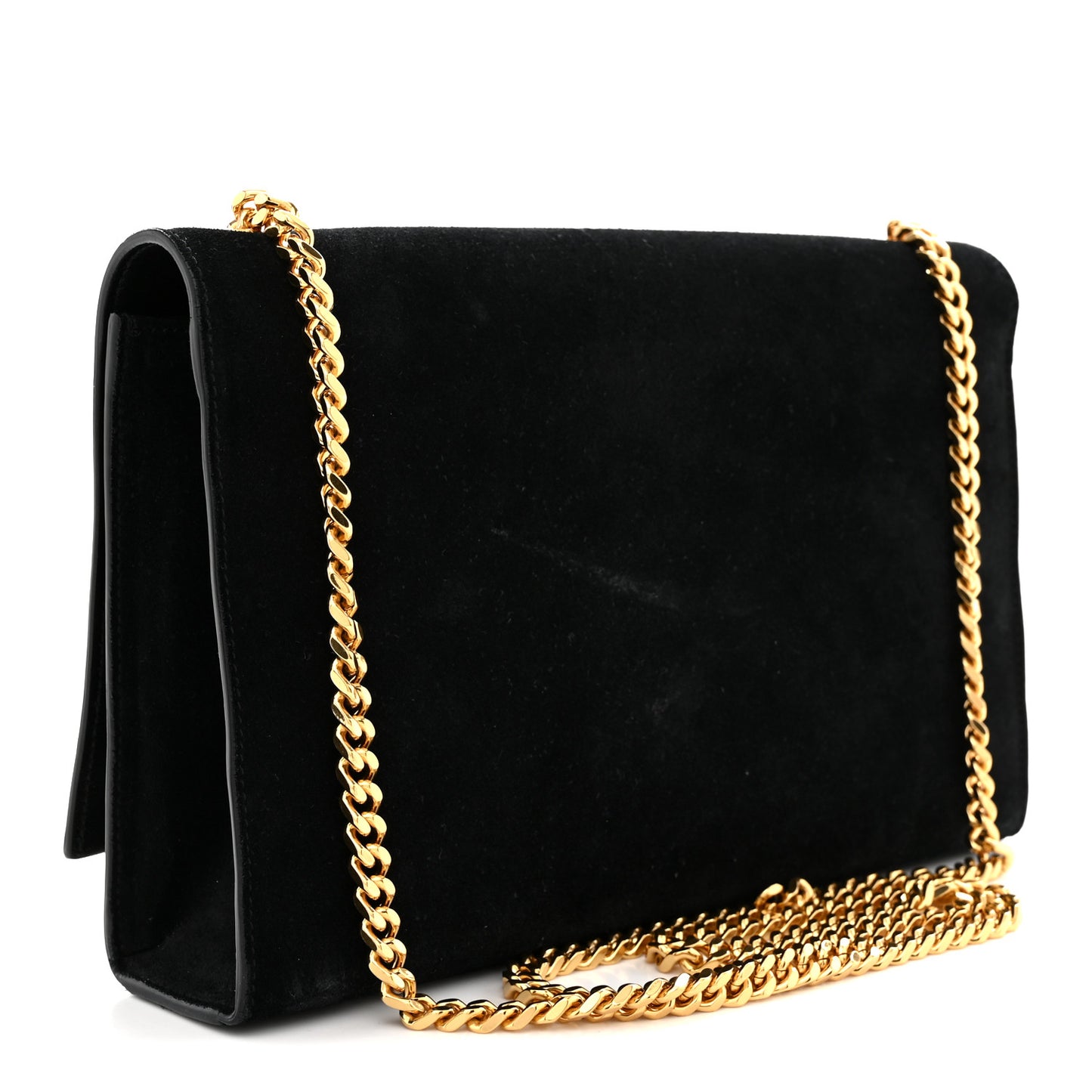 Suede Medium Classic Monogram Kate Tassel Satchel Black