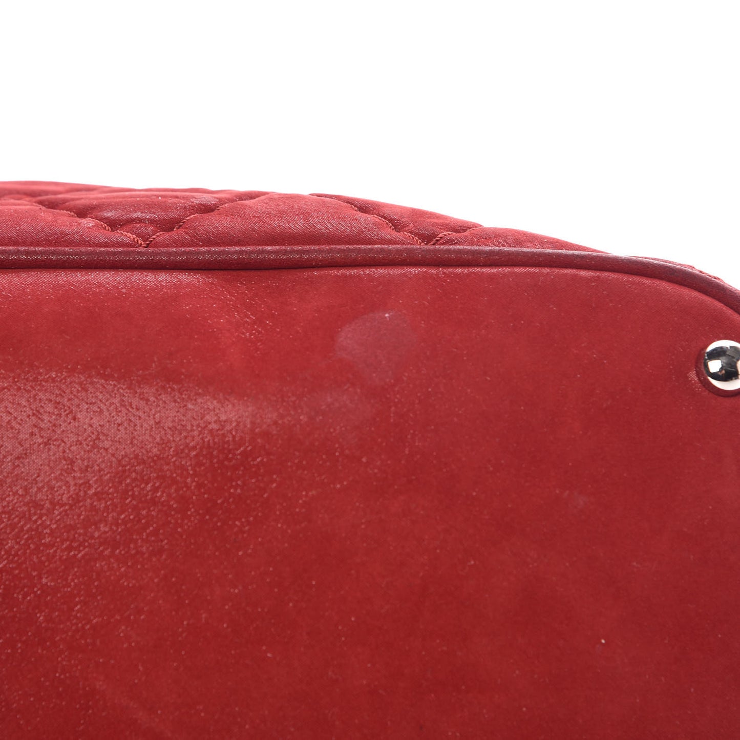 Iridescent Calfskin Quilted Small Sea Hit Tote Red
