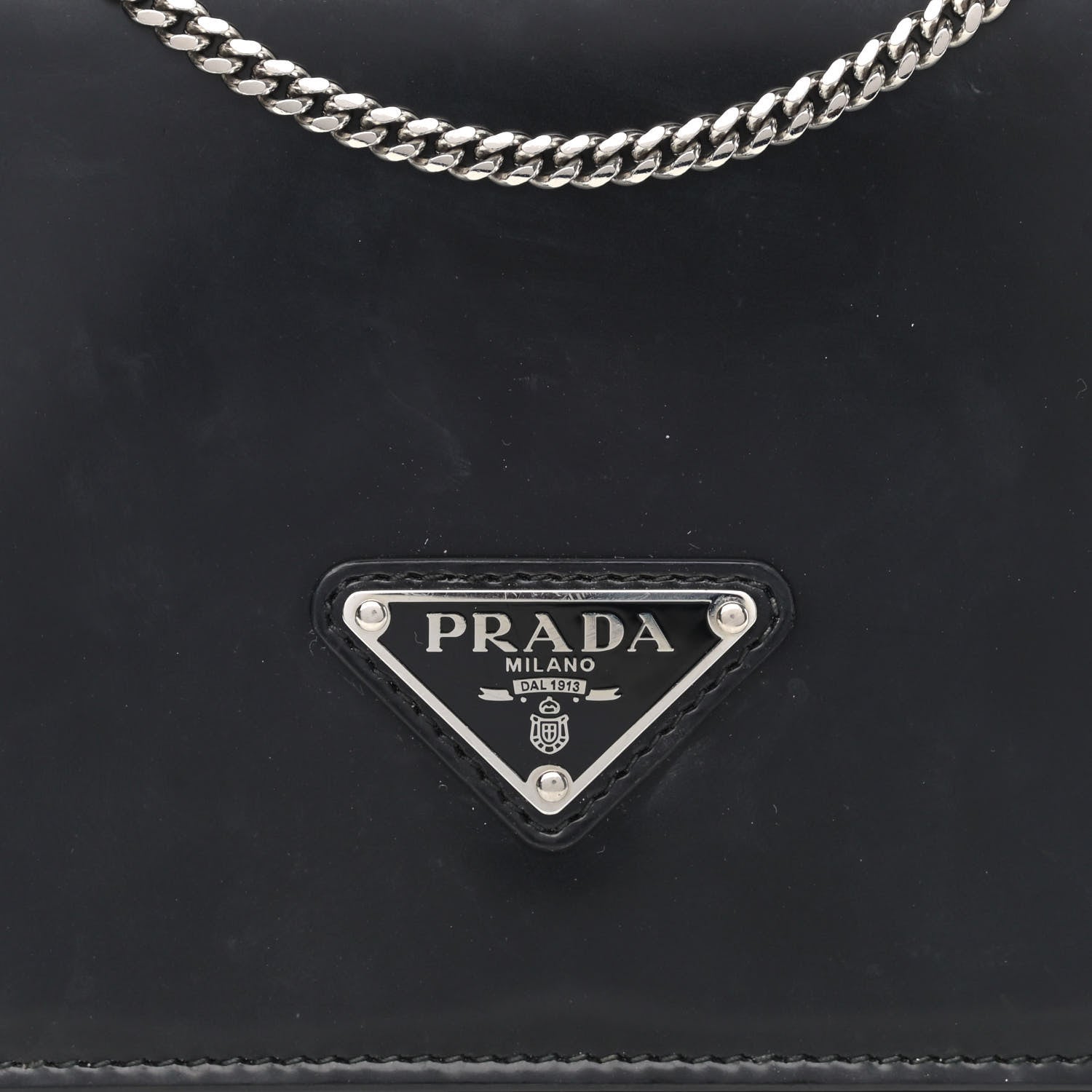 Prada Spazzolato Flap Slide Chain Shoulder Bag Black 7 of 9