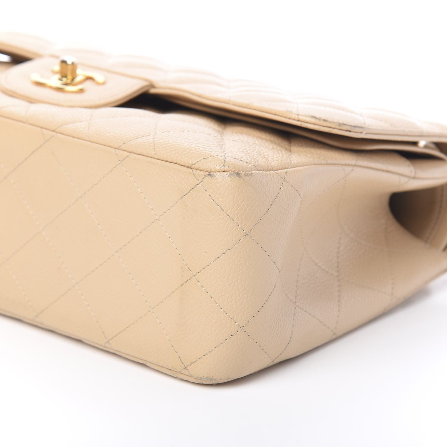 Chanel Caviar Quilted Jumbo Double Flap Light Beige 10 of 12