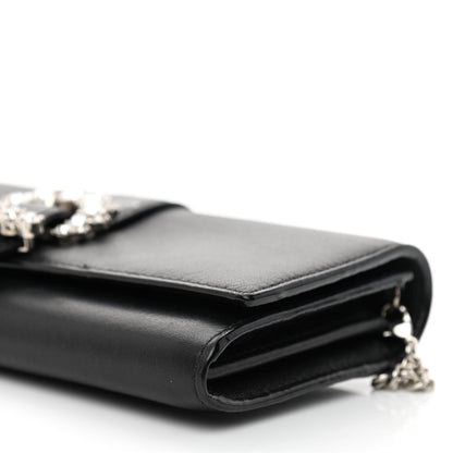 Jimmy Choo Calfskin Crystal Cheri Wallet on Chain Bag Black 10 of 11