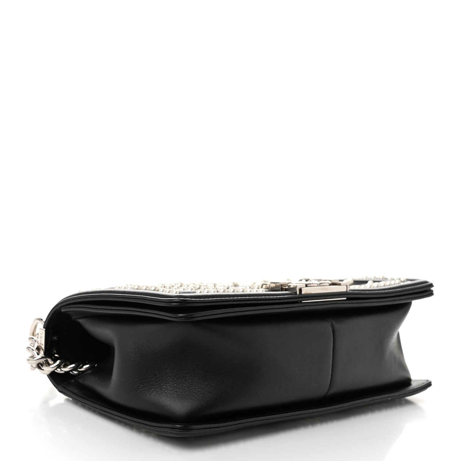 Chanel Calfskin Pearl Chevron Medium Boy Flap Black 4 of 11
