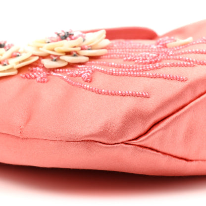 Valentino Garavani Satin Crystal Sequin Floral Embellished Shoulder Bag Coral 8 of 11