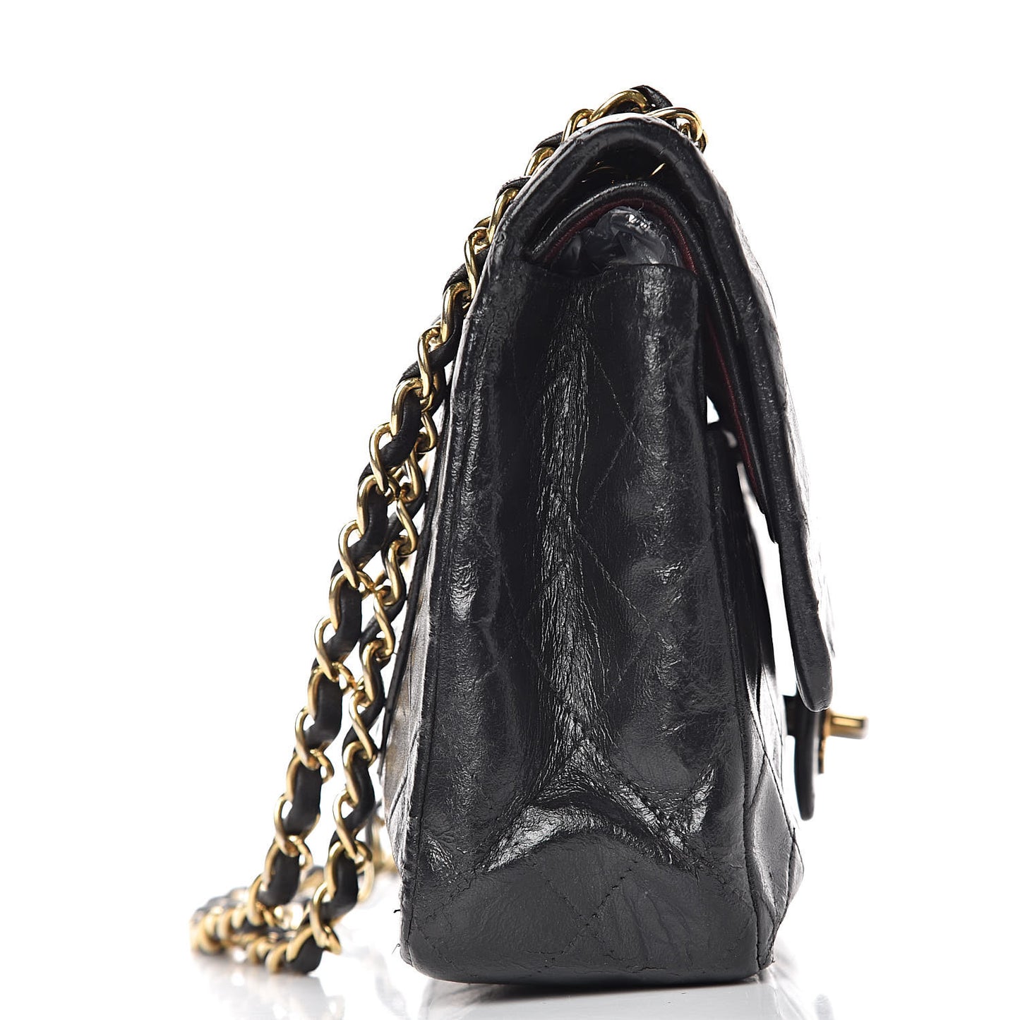 Lambskin Medium Single Flap Black