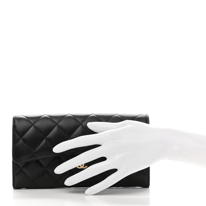 Chanel Caviar Quilted Large Gusset Flap Wallet Black 2 of 9