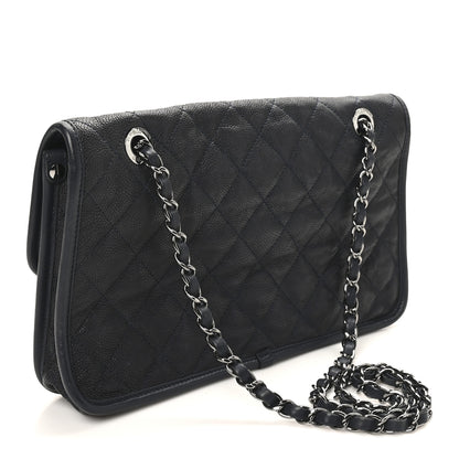 Chanel Caviar Quilted Medium French Riviera Flap Dark Navy Blue 3 of 10