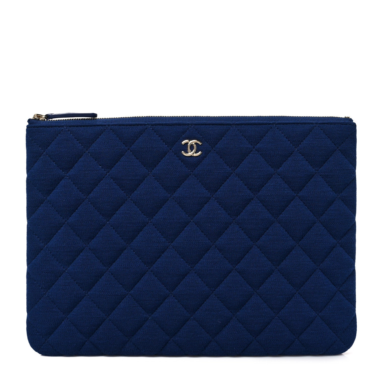 Chanel Jersey Quilted Medium Cosmetic Case Blue 1 of 8