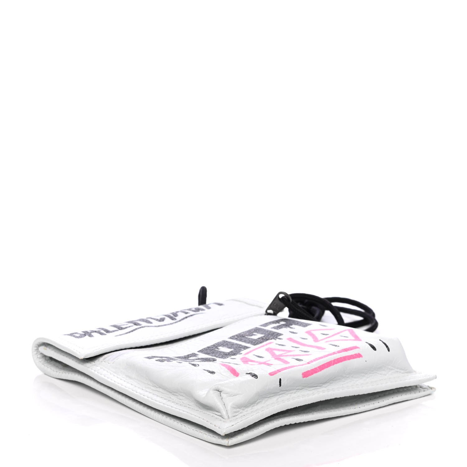 Balenciaga Agneau Arena Graffiti All Over Small Explorer Pouch with Strap White Multicolor 3 of 4