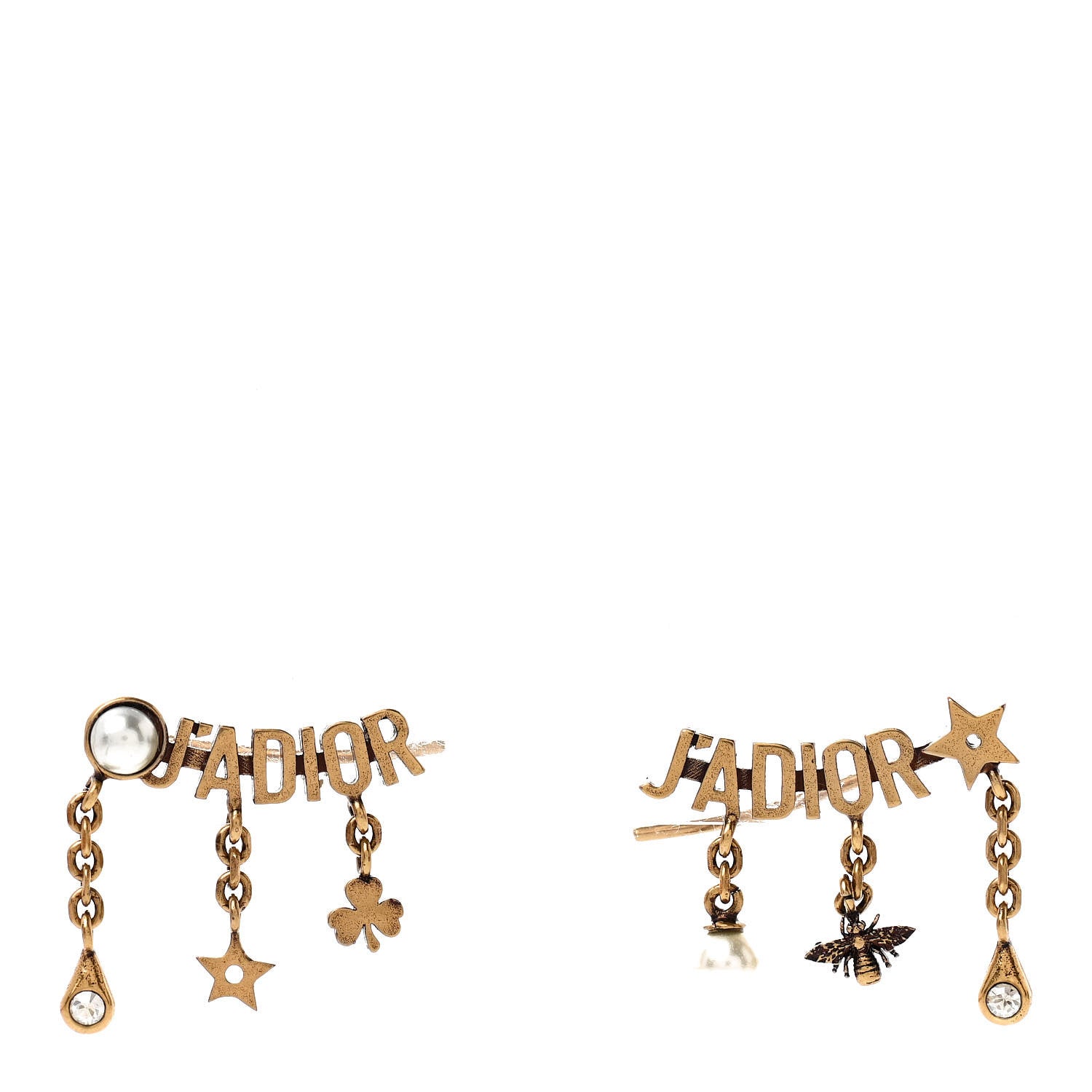 Christian Dior Pearl Crystal J'Adior Earrings Aged Gold 1 of 4