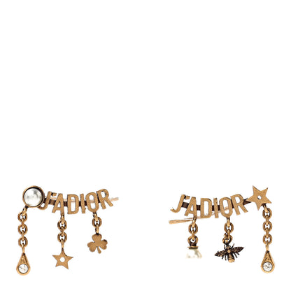 Christian Dior Pearl Crystal J'Adior Earrings Aged Gold 1 of 4