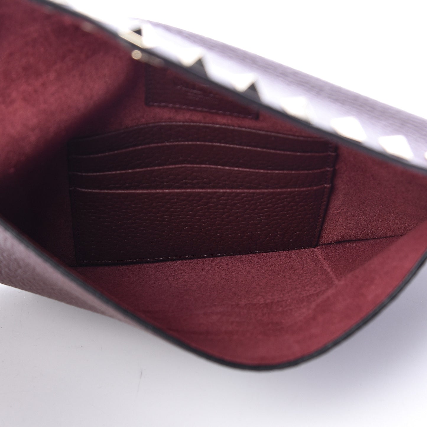 Pebbled Calfskin Medium Rockstud Envelope Flat Wristlet Pouch Rubin