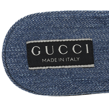 Gucci Plain Spain Denim Logo Slide Sandals 37.5 Light Blue 8 of 10