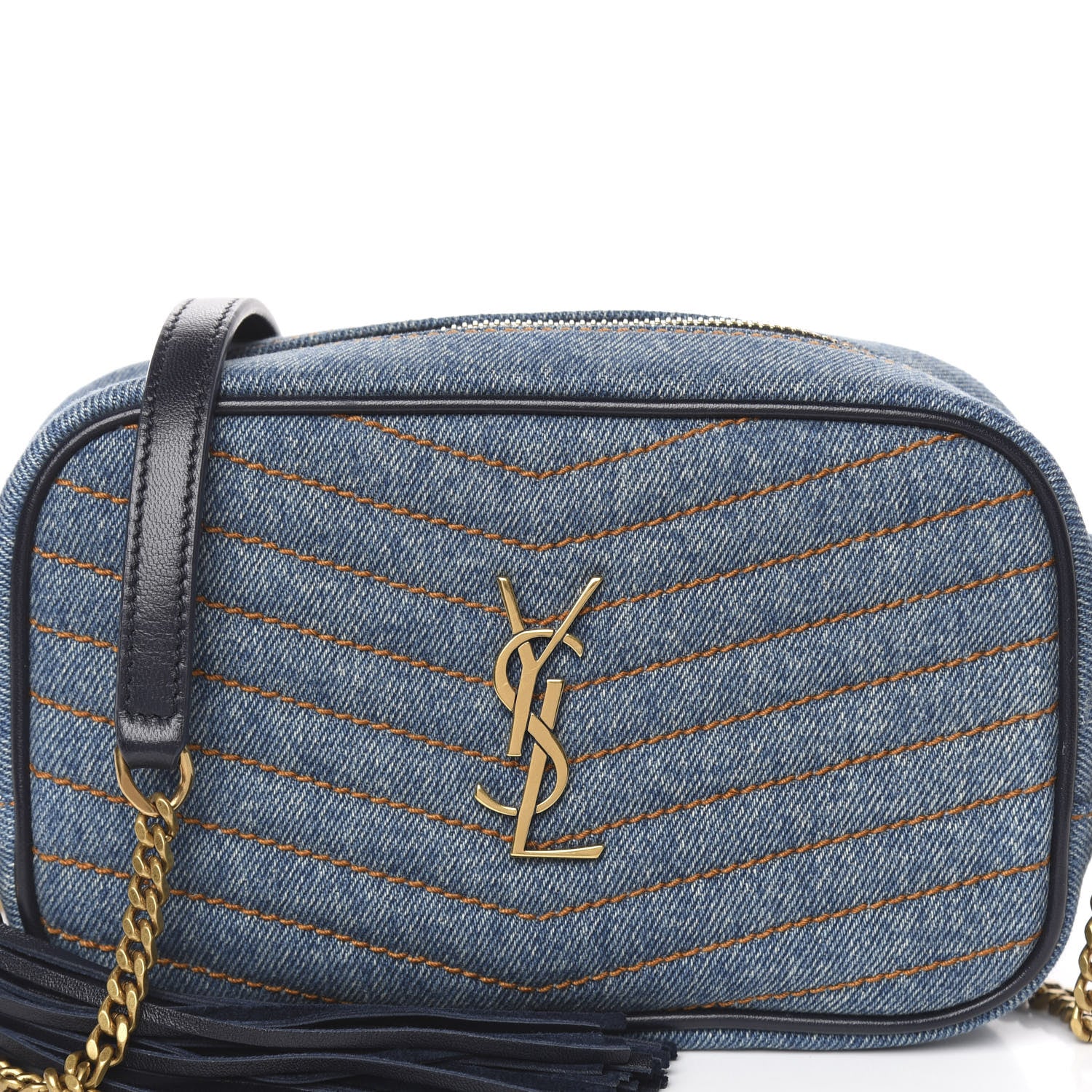 Saint Laurent Denim Matelasse Monogram Mini Lou Camera Bag California Blue 9 of 10