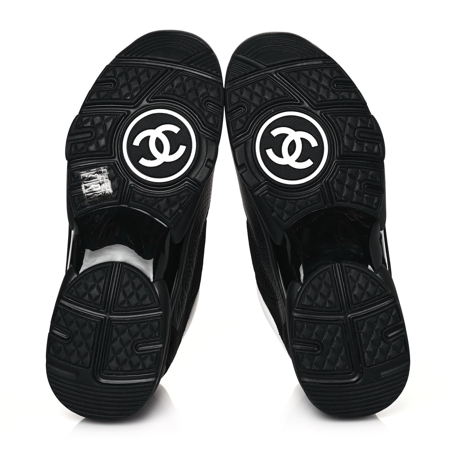 Chanel Mesh Suede Grained Calfskin Womens CC Sneakers 39.5 Black White 5 of 8